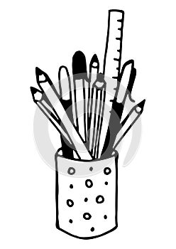 Vector isolated element, set of office supplies accessories.